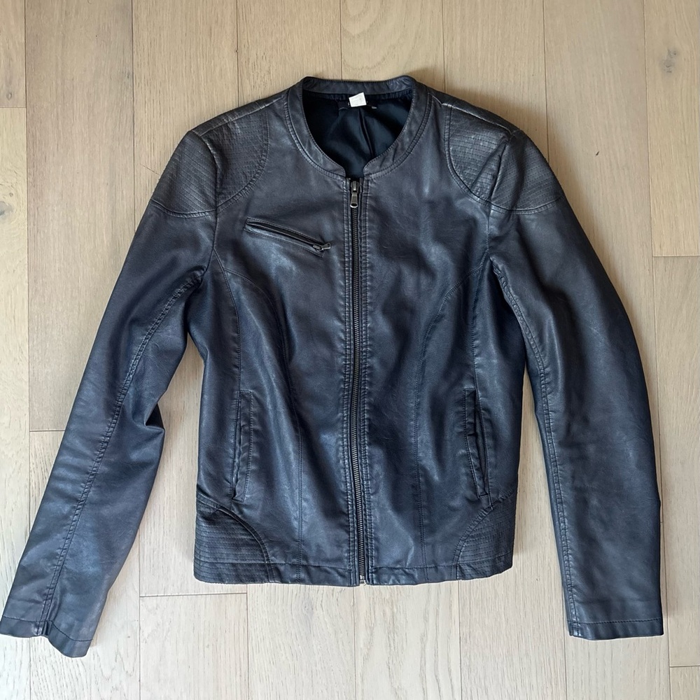 Dark Bleu Leather Motorcycle Jacket